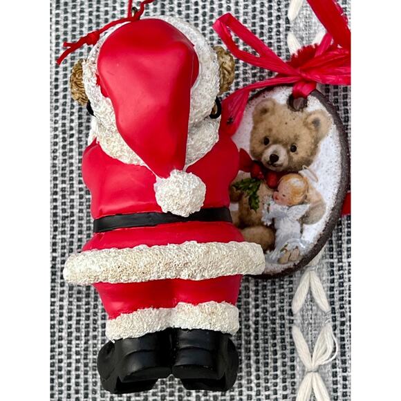 Lot of 2 VTG Teddy Bear Santa Christmas Ornaments 80s 90s Traditional Country - Picture 4 of 6